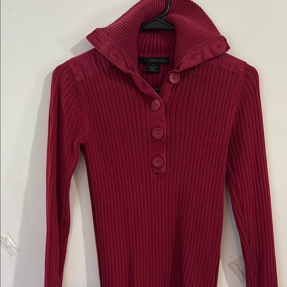 Calvin Klein Jeans Burgundy Knit Top